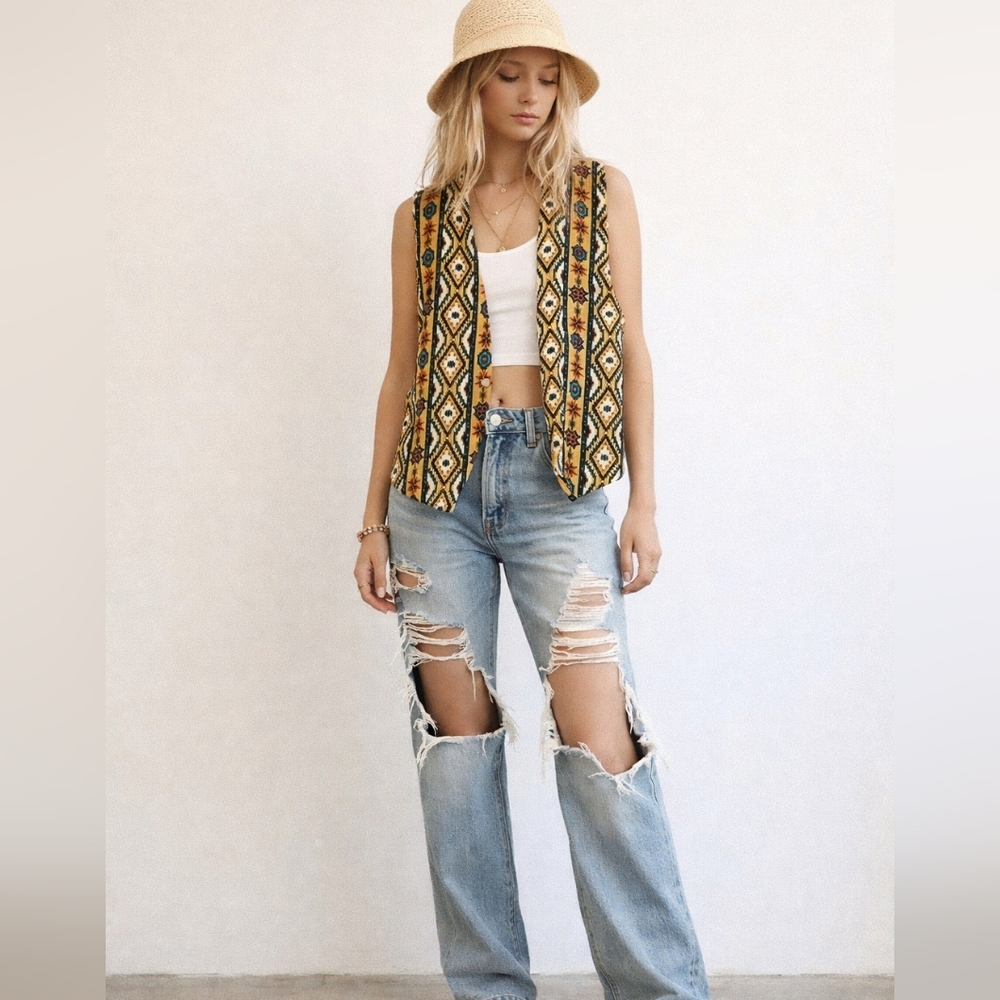 Cabin Creek Vintage Southwestern Corduroy Vest - Small